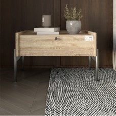 Тумба ліжкова LION Wood з одним ящиком Дуб Сонома чорні ніжки 