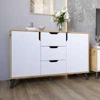 Комод у вітальню з чорними ніжками М-ЗОН Борн 1200 Дуб артизан/Німфея Альба  