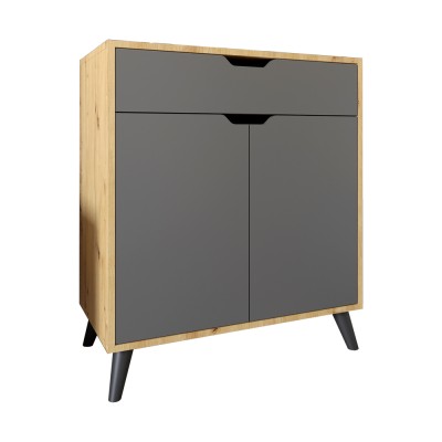 Комод в гостиную с черными ножками М-ЗОН Борн 750 Дуб Артизан/Антрацит Комод в гостиную с черными ножками М-ЗОН Борн 750 Дуб Артизан/Антрацит