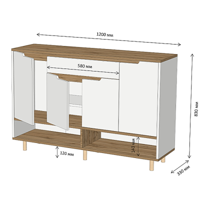 Тумба для взуття у передпокій LION Салліван Тумба-2 Німфея альба/Шварцвальд