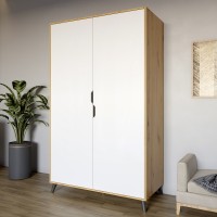 Шафа дводверна з чорними ніжками М-ЗОН Борн 1200 Дуб Артизан/Німфея Альба