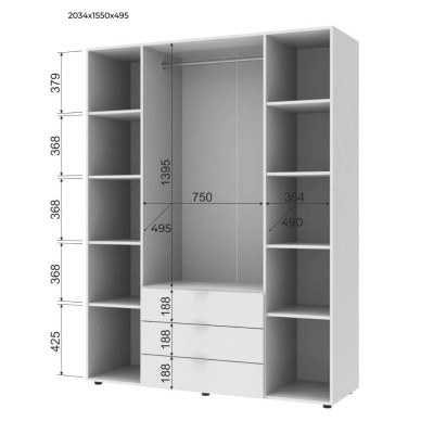 Комплект шаф для одягу Doros Гелар (2 шт.) 193,2х49,5х203,4 см Дуб сонома