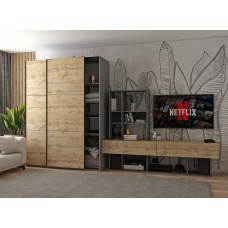 Шафа-купе двохдверна Doros G-Caiser 160х60х240 см Графіт/Дуб евок 
