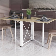 Стіл-книга трансформер Оріон 2 Ferrum-decor 750x1520x730 Білий метал ДСП Дуб Сонома 16 мм (FRD-104593)
