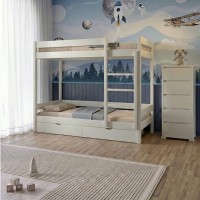Двухъярусная детская кровать Mebigrand Атланта Мини Айвори (S0505Y30R) 70х190 см с ящиками
