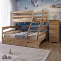 Двухъярусная детская кровать Mebigrand Чикаго Орех светлый 140-80х190 см с ящиками (MBG-2237)