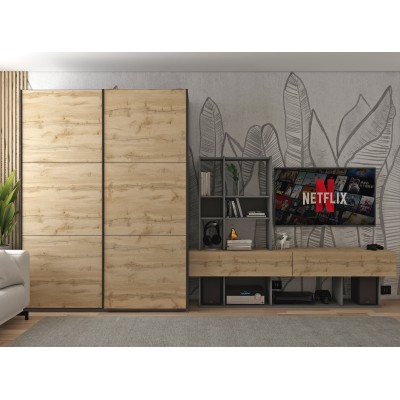 Шафа-купе двохдверна Doros G-Caiser 160х60х240 см Графіт/Дуб евок 