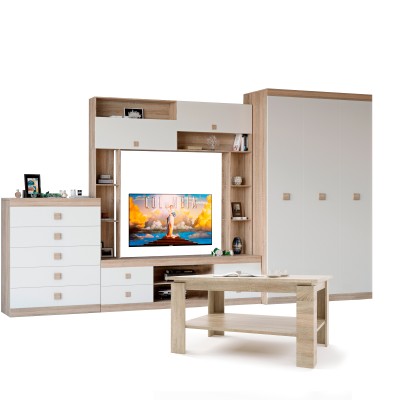 Вітальня Еверест Соната Комплект 28 дуб сонома/білий Вітальня Еверест Соната Комплект 28 дуб сонома/білий