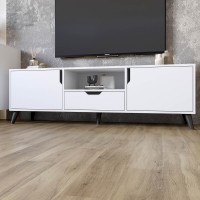 Тумба під телевізор з чорними ніжками М-ЗОН Борн 1600 Німфея Альба