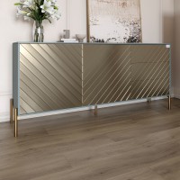 Комод із золотими металевими ніжками LION Амарант 168x40x76,5 см Граніт сірий/Перламутровий металік RAL-7048 1680x400x765 мм 