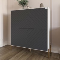 Комод-пенал с золотыми металлическими ножками LION Амарант 114х40х126,5 см Бетон Style/Графитовый (LION-042044)