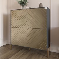 Комод-пенал с золотыми металлическими ножками LION Амарант 114х40х126,5 см Антрацит/Перламутровый металлик (RAL-7048) 1140х400х1265 мм (LION-042064)