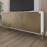 Тумба под телевизор с золотыми металлическими ножками LION Амарант 168x40x76,5 см Бетон Style/Перламутровый металлик (RAL-7048) 1680x400x765 (LION-043059)