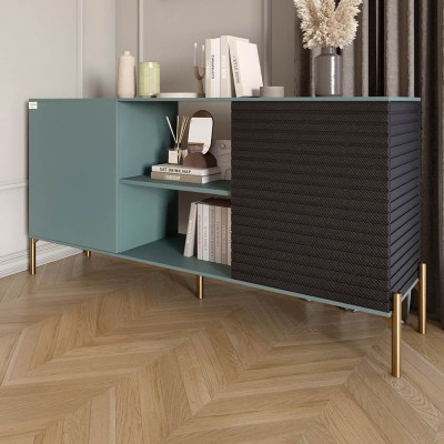 Комод відкритий на золотих металевих ніжках LION Грей Граніт сірий/Асфальт 