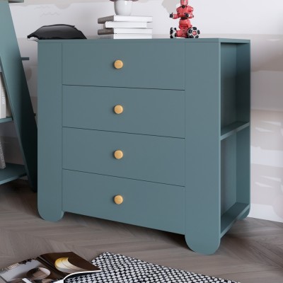 Комод для детской комнаты LION Инди с 4 ящиками и боковыми нишами Гранит серый (LION-042944)