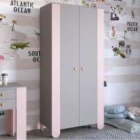 Шкаф распашной двухдверный в детскую комнату 900х450х1900 LION Инди Кашемир/Розовый (LION-041590)