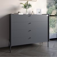 Комод із 4 ящиками LION Wood з чорними ніжками 100х90х45 см Антрацит 