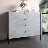 Комод із 4 ящиками LION Wood з чорними ніжками 100х90х45 см Бетон 