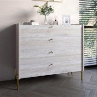 Комод із 4 ящиками LION Wood із золотими ніжками 100х90х45 см Самоа Димчастий 