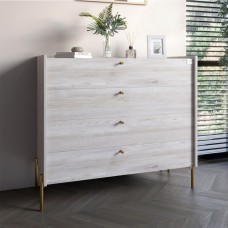 Комод із 4 ящиками LION Wood із золотими ніжками 100х90х45 см Самоа Димчастий 