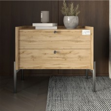 Тумба прикроватная LION Wood с двумя ящиками Дуб Аппалачи (черные ножки) (LION-041346)