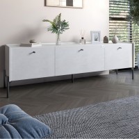 Тумба під телевізор на 3 ящики LION Wood із чорними ніжками 160х65х40 см Бетон style 