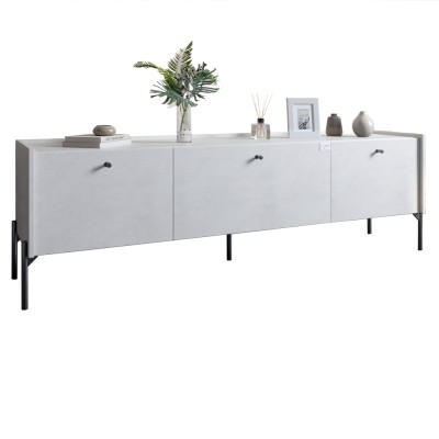 Тумба под телевизор на 3 ящика LION Wood с черными ножками 160х65х40 см Бетон style (LION-043094)