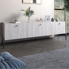 Тумба під телевізор на 3 ящики LION Wood з чорними ніжками 160х65х40 см Самоа Димчастий 