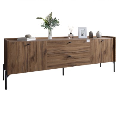 Тумба под телевизор с ящиками LION Wood с черными ножками 180х50х40 см Дуб Ливорно (LION-043128)