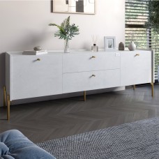 Тумба під телевізор із ящиками LION Wood із золотими ніжками 180х50х40 см Бетон style 