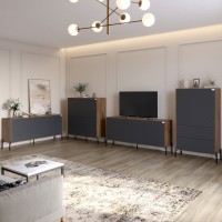 Комплект меблів для вітальні LION Амарант 4 елементи з чорними металевими ніжками Дуб Ліворно/Графітовий 