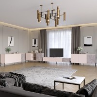 Комплект модульний для вітальні LION Грей 4 елементи з чорними металевими ніжками Рожевий/Камінь