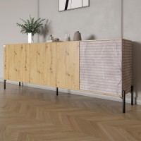 Комод в гостиную на черных металлических ножках LION Грей 204x38x76,5 см Дуб Артизан/Камень (LION-042618)