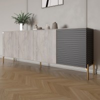 Комод на золотых металлических ножках LION Грей 204x38x76,5 см Шварцвальд/Асфальт (LION-042678)