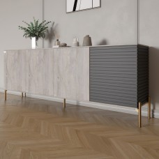 Комод на золотих металевих ніжках LION Грей 204x38x76,5 см Шварцвальд/Асфальт 