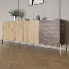 Комод на золотих металевих ніжках LION Грей 204x38x76,5 см Дуб Аппалачі/Дерево 