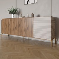 Комод на золотых металлических ножках LION Грей 204x38x76,5 см Дуб Ливорно/Кашемир (LION-042648)