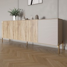 Комод на золотих металевих ніжках LION Грей 204x38x76,5 см Дуб сонома/Кашемір 