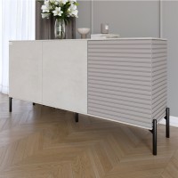 Комод закрытый в гостиную на черных металлических ножках LION Грей 154x38x76,5 см Бетон Style/Кашемир (LION-041804)