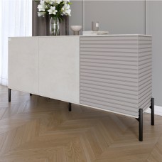 Комод закритий у вітальню на чорних металевих ніжках LION Грей 154x38x76,5 см Бетон Style/Кашемір 