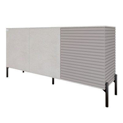 Комод закритий у вітальню на чорних металевих ніжках LION Грей 154x38x65 см Бетон Style/Кашемір