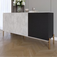 Комод закритий у вітальню на золотих металевих ніжках LION Грей 154x38x76,5 см Бетон/Асфальт 