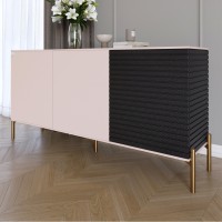 Комод закритий у вітальню на золотих металевих ніжках LION Грей 154x38x76,5 см Рожевий/Асфальт 