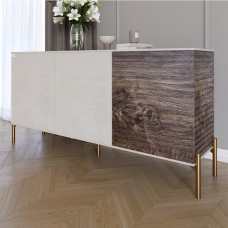 Комод закритий у вітальню на золотих металевих ніжках LION Грей 154x38x76,5 см Бетон Style/Дерево 