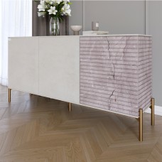 Комод закритий у вітальню на золотих металевих ніжках LION Грей 154x38x76,5 см Бетон Style/Камінь 