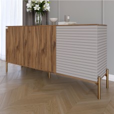 Комод закритий у вітальню на золотих металевих ніжках LION Грей 154x38x76,5 см Дуб Ліворно/Кашемір 