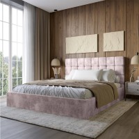 Двуспальная деревянная кровать с мягким изголовьем LION Пикси Silk 402 (Лотус) 160х200 см (LION-041658)