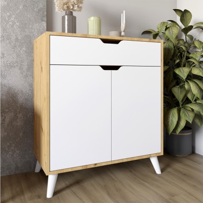 Комплект меблів для вітальні 5 предметів з білими ніжками М-ЗОН Борн Дуб Артизан/Німфея Альба Комплект меблів для вітальні 5 предметів з білими ніжками М-ЗОН Борн Дуб Артизан/Німфея Альба