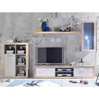 Модульна стінка для вітальні ВМК БРВ Барселона Дуб сонома/Німфея альба білий