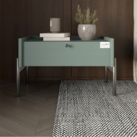 Тумба ліжкова LION Wood з одним ящиком Граніт сірий чорні ніжки